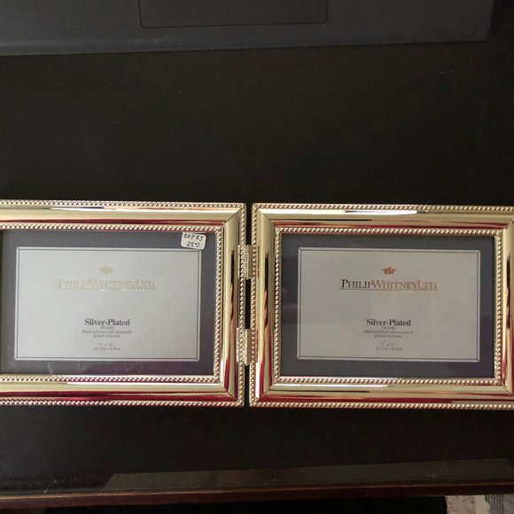Phillip Whitney Picture Frames Silver-plated antique bead double NWT - Picture 1 of 8